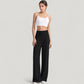 High Waist Wide Leg Pants with Front Pleat Detail
