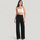 High Waist Wide Leg Pants with Front Pleat Detail