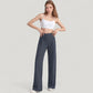 High Waist Wide Leg Pants with Front Pleat Detail