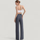 High Waist Wide Leg Pants with Front Pleat Detail
