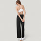 High Waist Wide Leg Pants with Drawstring Waist and Front Pockets