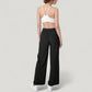 High Waist Wide Leg Pants with Drawstring Waist and Front Pockets