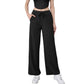 High Waist Wide Leg Pants with Drawstring Waist and Front Pockets