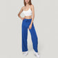 High Waist Wide Leg Pants with Drawstring Waist and Front Pockets