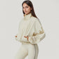 Zip-Up Activewear Jacket with High Collar Long Sleeves and Relaxed Elastic Hem