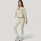 Zip-Up Activewear Jacket with High Collar Long Sleeves and Relaxed Elastic Hem