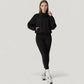 Zip-Up Activewear Jacket with High Collar Long Sleeves and Relaxed Elastic Hem