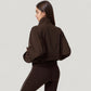 Zip-Up Activewear Jacket with High Collar Long Sleeves and Relaxed Elastic Hem