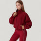 Zip-Up Activewear Jacket with High Collar Long Sleeves and Relaxed Elastic Hem