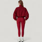 Zip-Up Activewear Jacket with High Collar Long Sleeves and Relaxed Elastic Hem