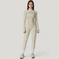 Fitted Zip-Up Activewear Jacket with High Collar Long Sleeves and Contour Seaming