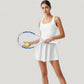 Sleeveless Active Tennis Dress with Flowy Skirt and Crisscross Back Strap Detail