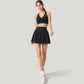 High Waist Flared Activewear Skirt with Wide Waistband and Flowing Hem