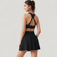 High Waist Flared Activewear Skirt with Wide Waistband and Flowing Hem