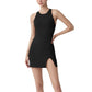 Sleeveless Activewear Dress with High Neckline and Cross Back Straps