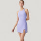 Sleeveless Activewear Dress with High Neckline and Cross Back Straps