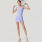 Sleeveless Activewear Dress with High Neckline and Cross Back Straps