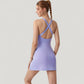 Sleeveless Activewear Dress with High Neckline and Cross Back Straps