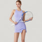 Sleeveless Activewear Dress with High Neckline and Cross Back Straps
