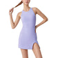 Sleeveless Activewear Dress with High Neckline and Cross Back Straps