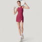 Sleeveless Activewear Dress with High Neckline and Cross Back Straps