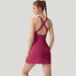 Sleeveless Activewear Dress with High Neckline and Cross Back Straps