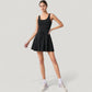 Sleeveless Tennis Dress with Scoop Neckline and Waist Tie Detail
