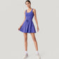 Sleeveless Tennis Dress with Scoop Neckline and Waist Tie Detail