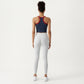 Ribbed High Neck Racerback Crop Top with Stretch Knit Fabric and Supportive Underband