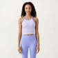 Ribbed High Neck Racerback Crop Top with Stretch Knit Fabric and Supportive Underband