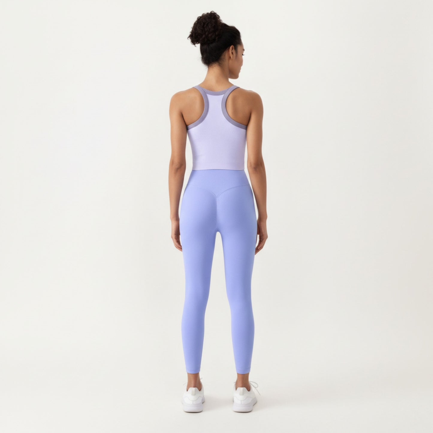 Ribbed High Neck Racerback Crop Top with Stretch Knit Fabric and Supportive Underband