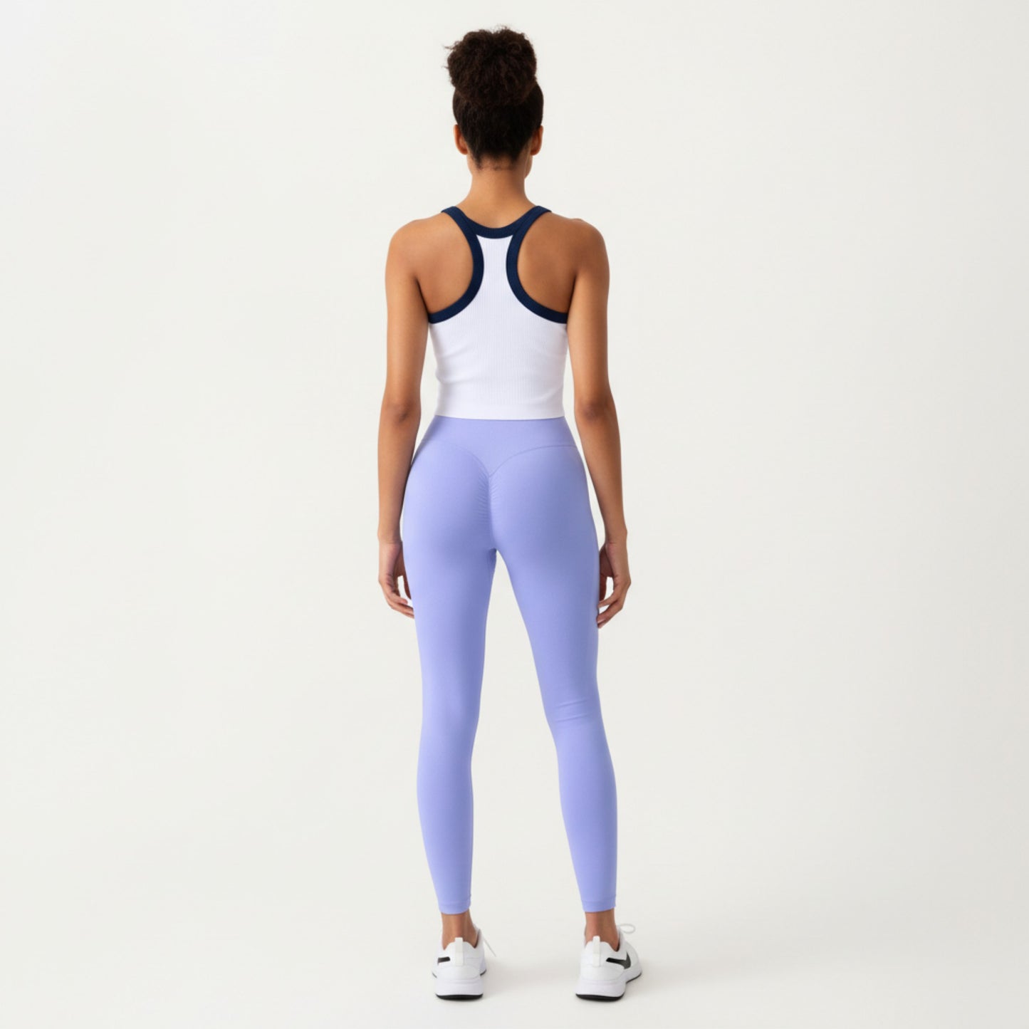Ribbed High Neck Racerback Crop Top with Stretch Knit Fabric and Supportive Underband