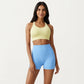 Ribbed Sports Bra with Scoop Neckline and Stretch Knit Fabric