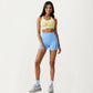 Ribbed Sports Bra with Scoop Neckline and Stretch Knit Fabric