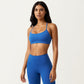 Strappy Back Sports Bra with Scoop Neckline and Stretch Knit Fabric
