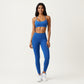 Strappy Back Sports Bra with Scoop Neckline and Stretch Knit Fabric