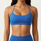 Strappy Back Sports Bra with Scoop Neckline and Stretch Knit Fabric
