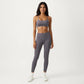 Strappy Back Sports Bra with Scoop Neckline and Stretch Knit Fabric