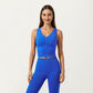Sleeveless V-Neck Cropped Active Tank Top with Center Ruched Detail and Stretch Knit Fabric