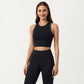 Sleeveless Cropped Fitted Active Tank Top with Contrast Trim and Smooth Stretch Fabric