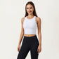 Sleeveless Cropped Fitted Active Tank Top with Contrast Trim and Smooth Stretch Fabric