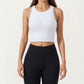 Sleeveless Cropped Fitted Active Tank Top with Contrast Trim and Smooth Stretch Fabric
