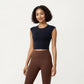 Sleeveless Cropped Fitted Active Tank Top with Smooth Stretch Fabric and Crew Neckline