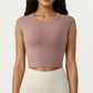 Sleeveless Cropped Fitted Active Tank Top with Smooth Stretch Fabric and Crew Neckline