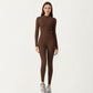 Long Sleeve Full Length Active Romper with Front Half Zip and Sculpted One-Piece Fit