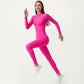 Long Sleeve Full Length Active Romper with Front Half Zip and Sculpted One-Piece Fit