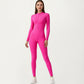 Long Sleeve Full Length Active Romper with Front Half Zip and Sculpted One-Piece Fit