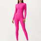 Long Sleeve Full Length Active Romper with Front Half Zip and Sculpted One-Piece Fit