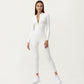 Long Sleeve Full Length Active Romper with Front Half Zip and Sculpted One-Piece Fit
