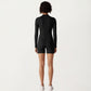 Long Sleeve Fitted Active Romper with Front Half Zip and Stretch One-Piece Design